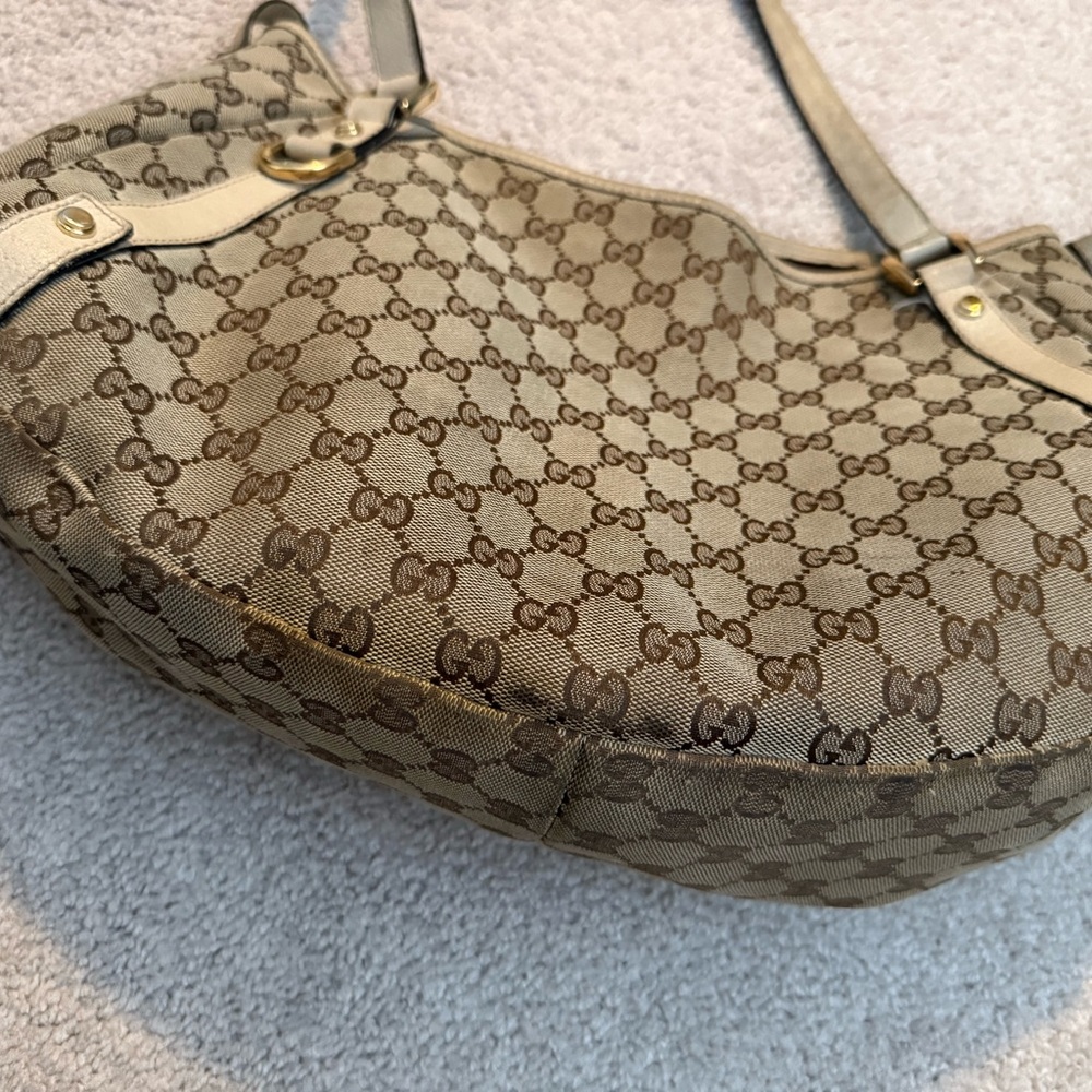 Gucci Tan and Brown Monogram Shoulder Bag